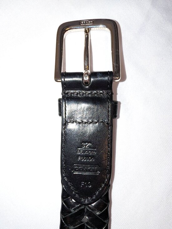 Coach | Unisex Black Braided Leather Belt with Silver Buckle | Size 32\